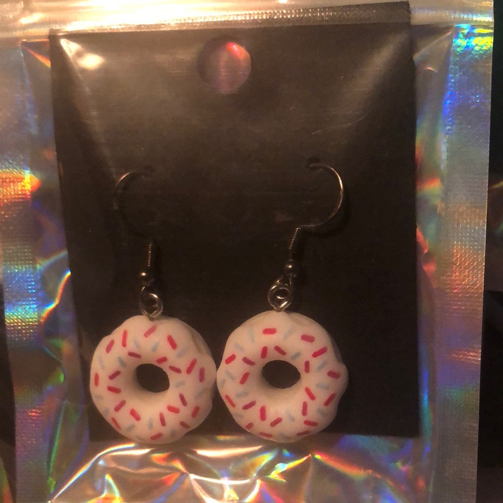 White Donut Earrings